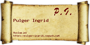 Pulger Ingrid névjegykártya
